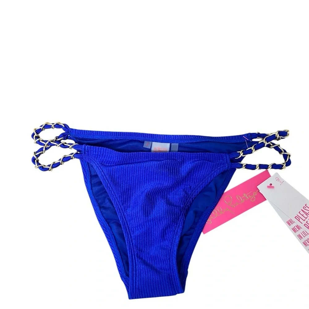 Lilly Pulitzer Ribbed Cobalt Blue Women's Bikini Bottom Sz 2 NWT